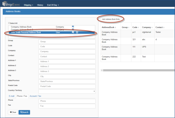 Adding personal address book